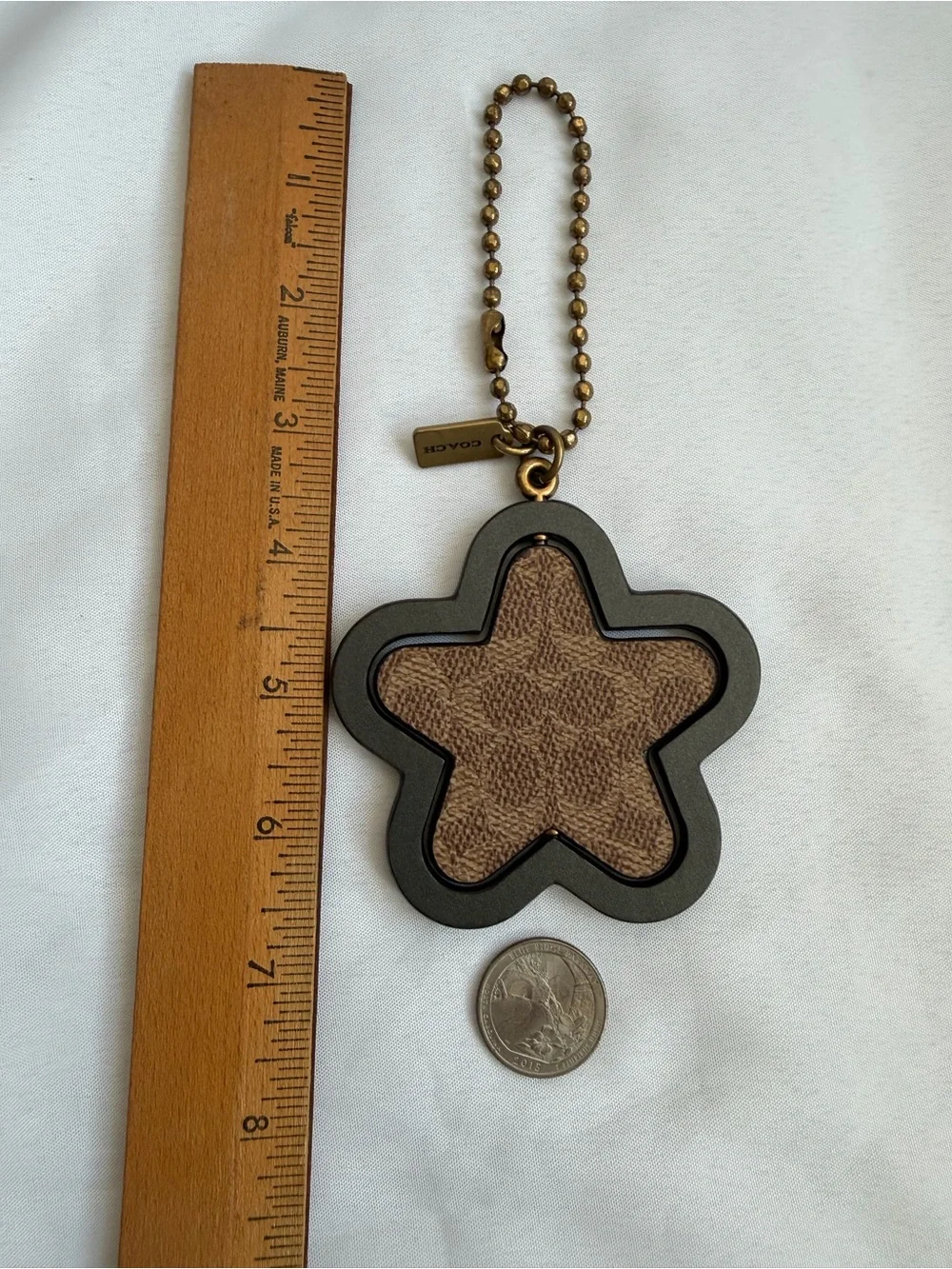 Coach 3D Star Bag Charm Keychain Signature Canvas Gold Hangtag